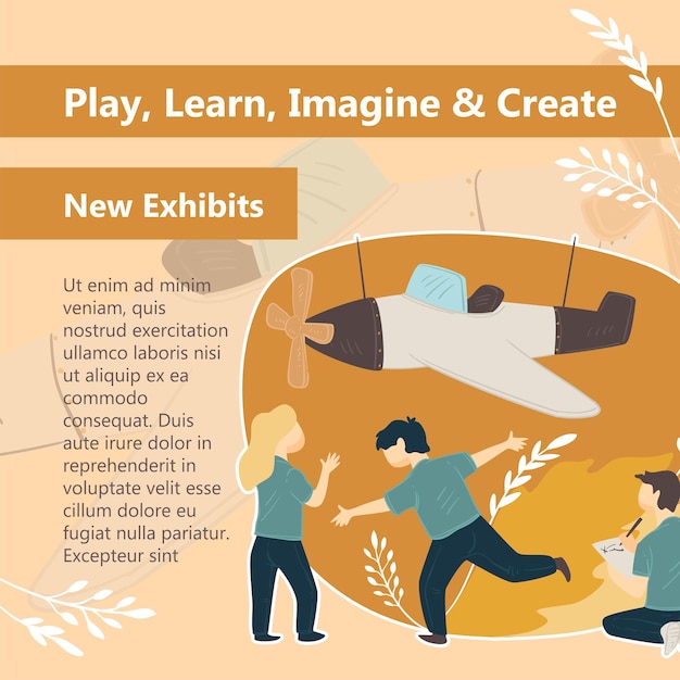 Vector play and learn imagine and crete exhibitions