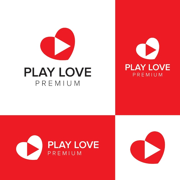 Play love negative space logo icon vector template