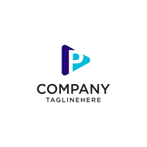 Play Media letter P logo design concept template