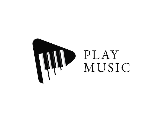 play music logo design concept piano illustrations