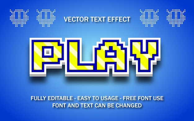 Play pixel art editable text effect retro games vector illustration