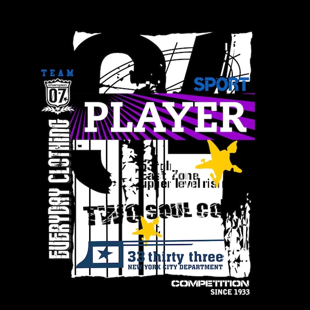 player tee graphic typography for print illustration t shirt vector art vintage