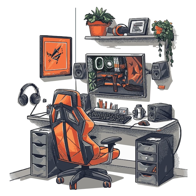 Vector players paradise vector illustration of a gaming room