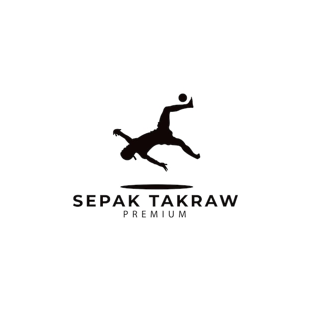 Players takraw and football sports logo design vector icon illustration