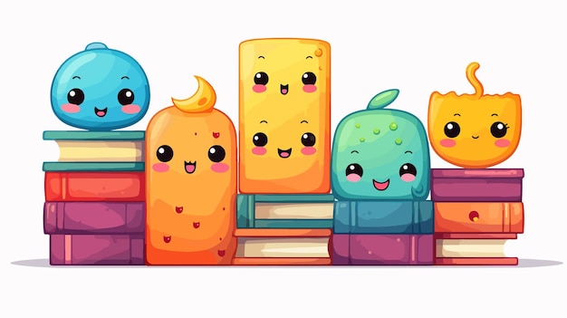 Vector playful and adorable rainbow book stack for education and learning