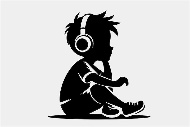 Vector a playful avatar listening to music