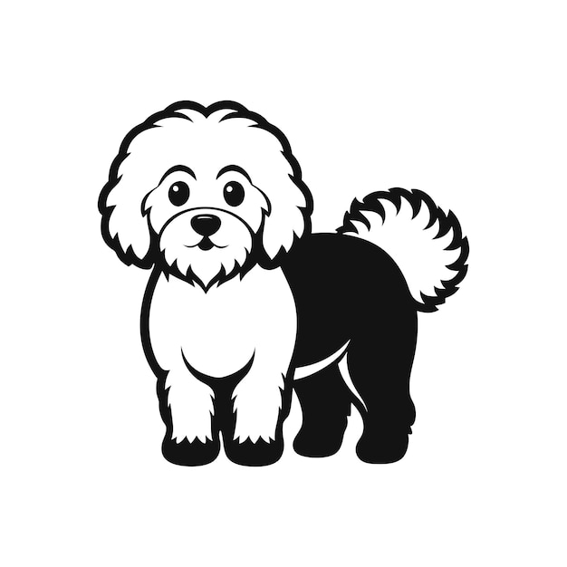 Vector playful bichon frise dog silhouette for pet grooming business logos