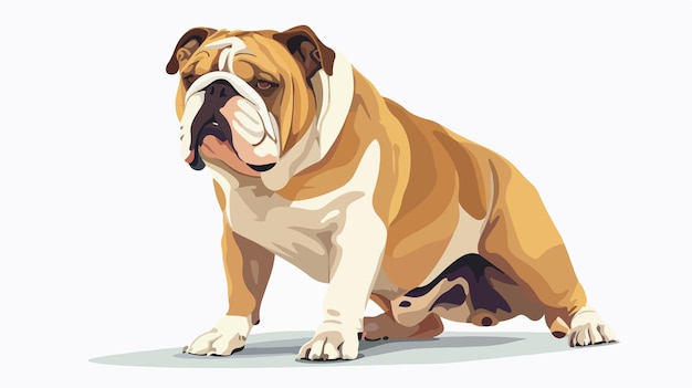 Vector playful bulldog flat vector graphic on white background