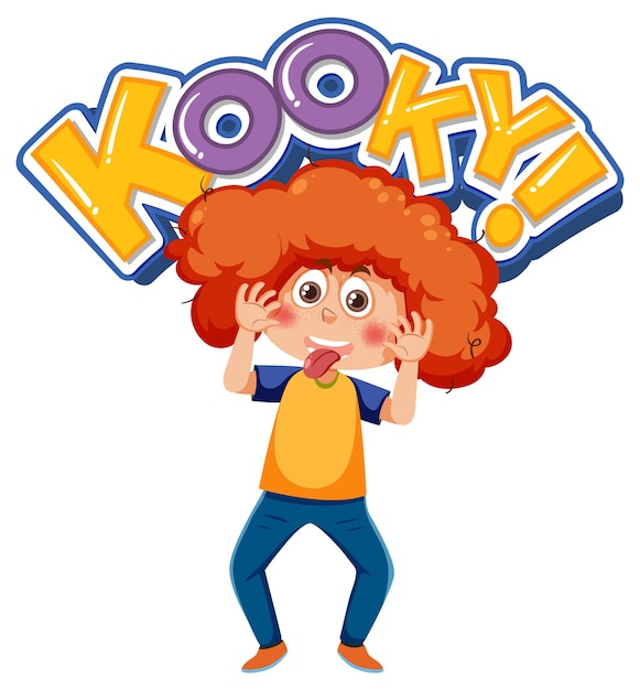 Playful cartoon character with kooky word expression