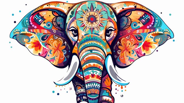 Vector playful cartoon doodle funny elephant vector illustration