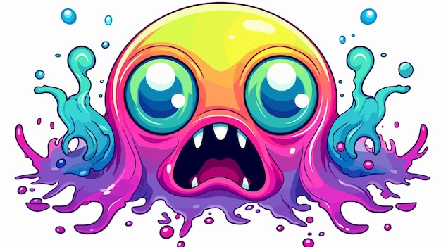 Playful Cartoon Doodle Slime Monster Vector Illustration