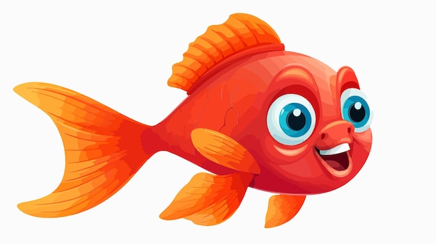 Vector playful cartoon fish illustration on white background