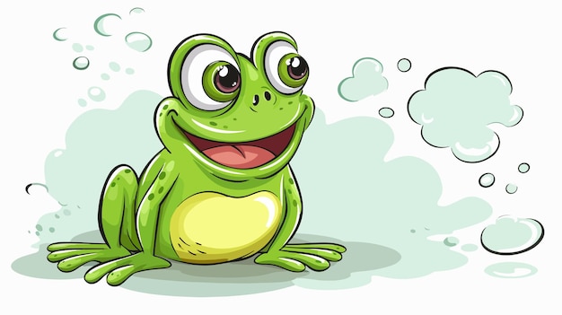 Vector playful cartoon frog with speech bubble handdrawn style vector illustration