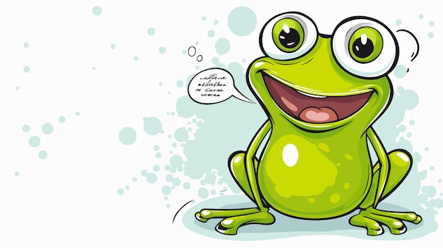 Vector playful cartoon frog with speech bubble handdrawn style vector illustration