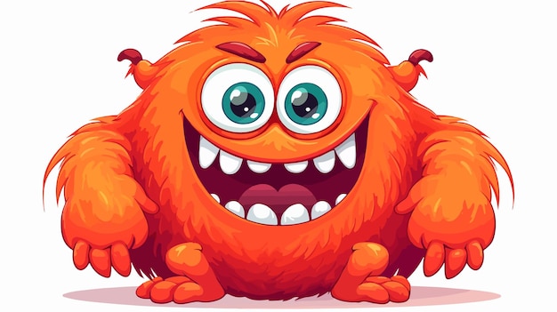 Playful Cartoon Furry Monster Vector Illustration