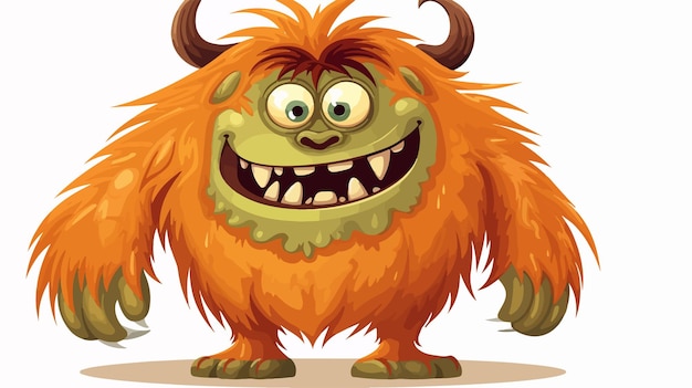 Playful Cartoon Furry Monster Vector Illustration