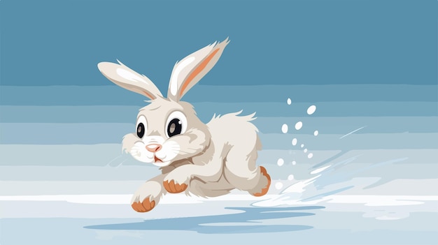 Playful Cartoon Illustration of a Female Rabbit Running