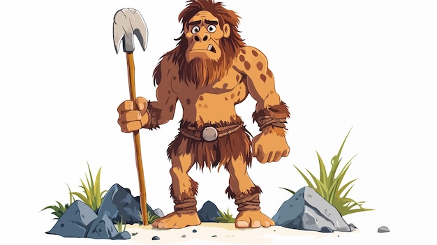 Vector playful cartoon neanderthal illustration for creative projects