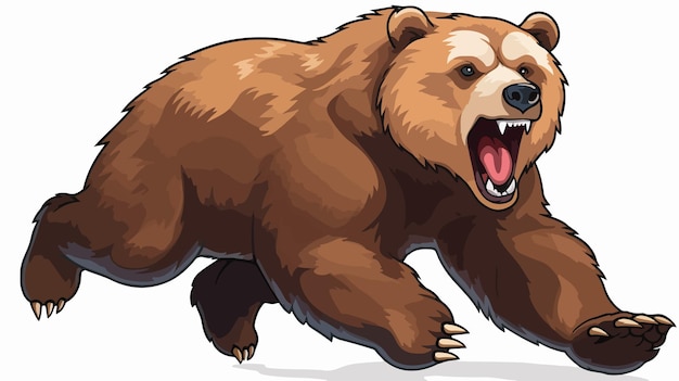 Playful Cartoon Running Bear Sticker Illustration