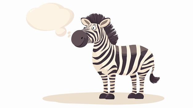 Vector playful cartoon zebra with thought bubble in retro style