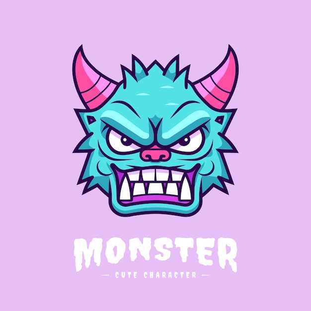 Playful and charming angry kawaii monster illustration