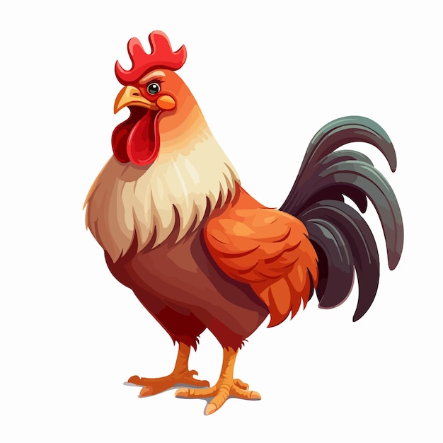 Playful Chicken Cartoon Character in Colorful Word Banner Background