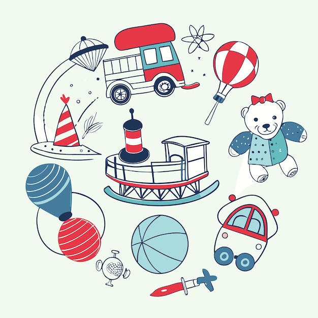 Vector a playful collection of children39s toys and fun elements