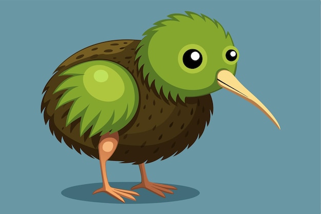 A playful colorful cartoon kiwi bird with exaggerated proportions ideal for customization Kiwi bird Customizable Disproportionate Illustration