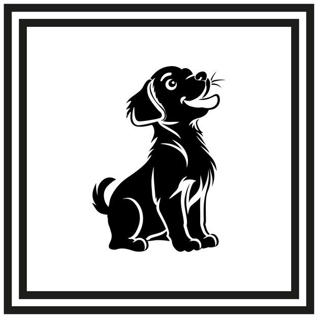 Playful Dog silhouette clipart on a white background