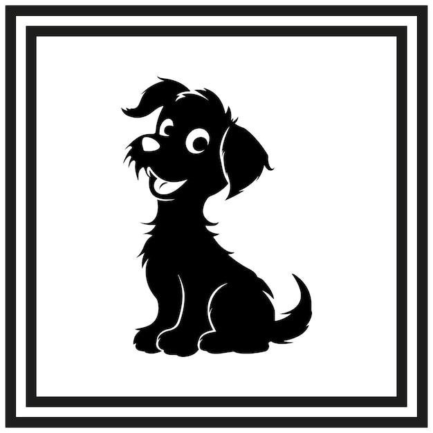 Playful Dog silhouette clipart on a white background