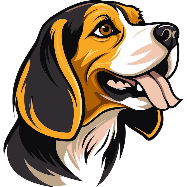 Vector a playful and energetic beagle with a big smile and his tongue sticking out perfect for petrelated products branding and social media