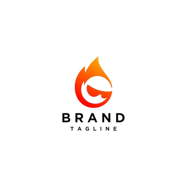 Playful Fire Head Icon Logo Design The character is the letter G with a blazing fire