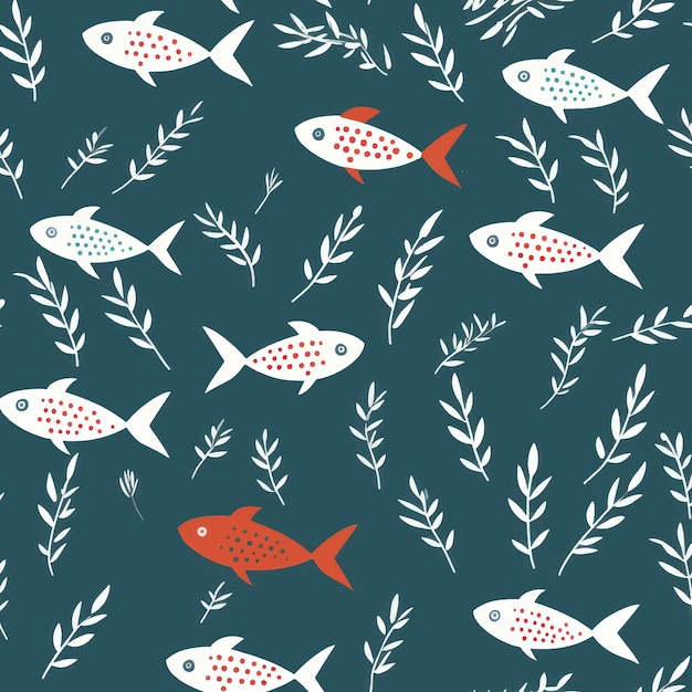 Vector playful fish pattern design