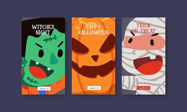 Playful Flat Halloween social media Story template set