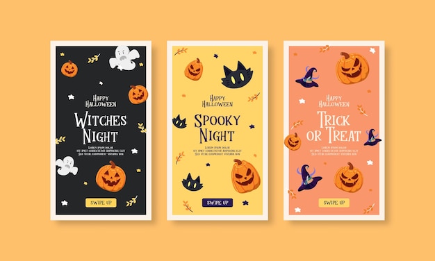 Playful Flat Halloween social media Story template set