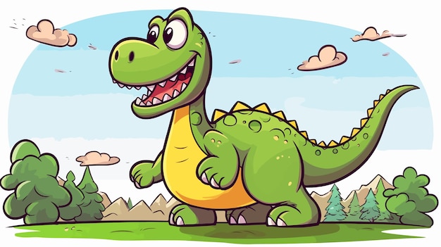 Playful Freehand Drawn Cartoon Dinosaur Vector Illustration