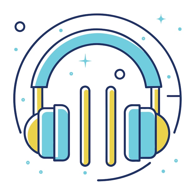 Vector playful headset illustration comic headphone icon comic style audio icon colorful headphone vector