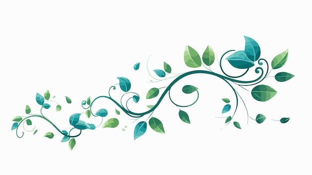 Vector playful intertwined leaves vector design in cartoon style