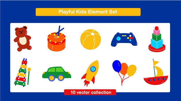 Vector playful kids element set