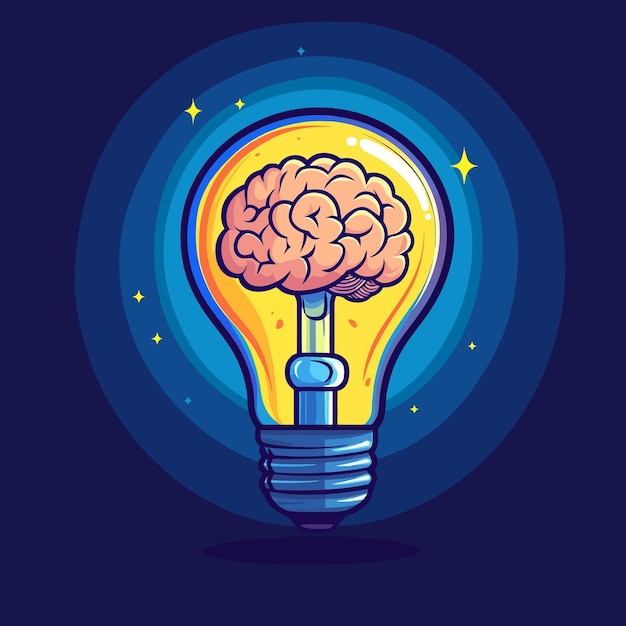 Playful Lightbulb Brain Icon A Fusion of Creativity and Intelligence vector illustration