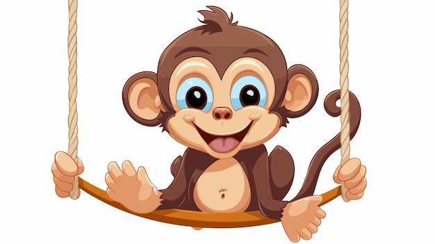 Playful Monkey Cartoon Illustration Cute Funny Monkey Playing