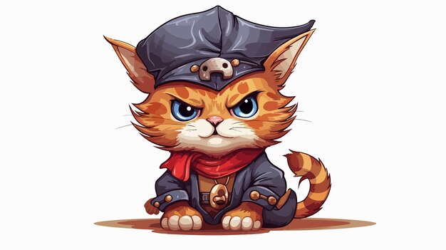 Vector playful pirate cat cartoon illustration vector