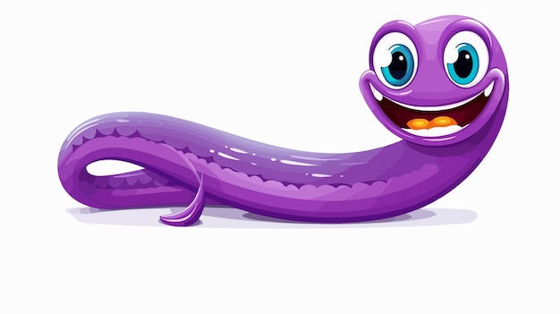 Vector playful purple eel character smiling in vector illustration