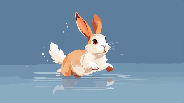 Playful Rabbit Jumping 2D Flat Cartoon Vector Illustration