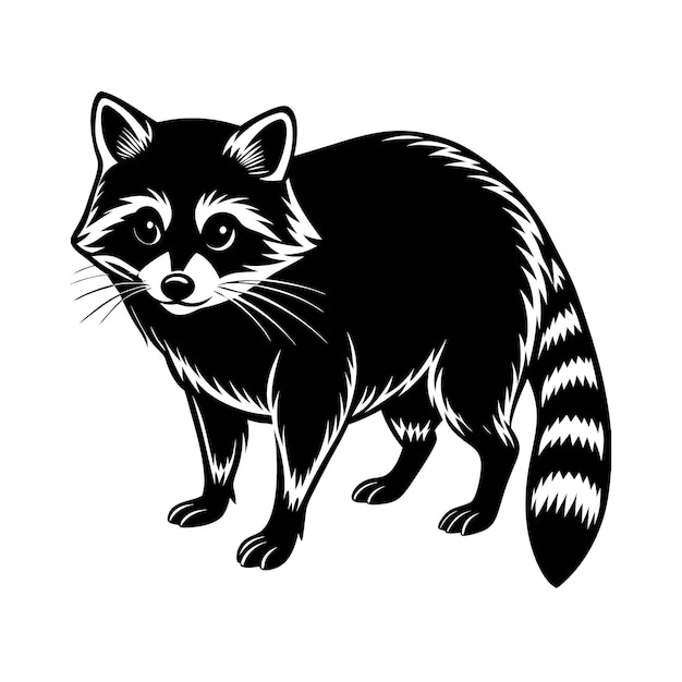 Vector playful raccoon silhouette vector