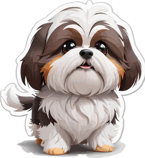 Playful Shih Tzu Magic 12K HighDefinition Cartoon on a Pure White Canvas