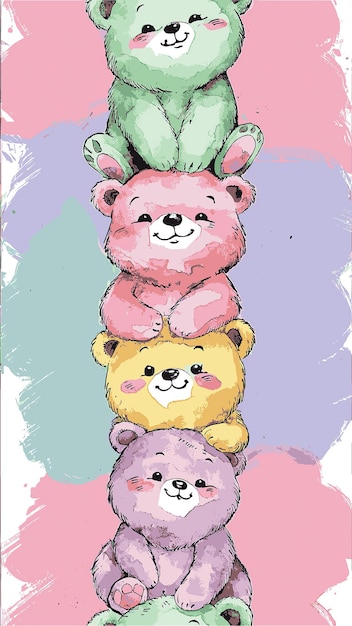 Playful Watercolor Bears Stack Vector AI Great for ChildFriendly Designs and Educational Material