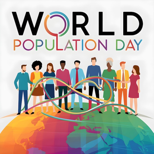 Vector playful and woodcut world population day vector illustration graphic