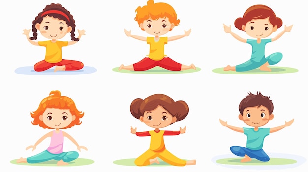 Playful Yoga Kids Isolated Logo Design Vector Illustration