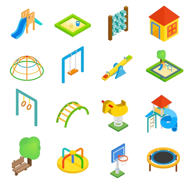 Playground isometric 3d icons set